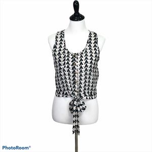 Poetry sheer sleeveless button front blouse with waist tie